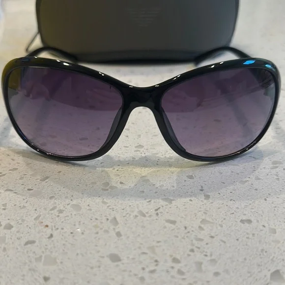 Emporio Armani Black Oversized Sunglasses with Glossy Finish Emporio Armani EA4214U Sunglasses | LensCrafters main image 3